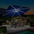 thumbnail image 3 of PURPLE LEAF 9 x 12FT Rectangular Double Top Deluxe Solar Powered LED Patio Umbrella Outdoor Cantilever Umbrella, Navy Blue, 3 of 15