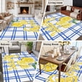 thumbnail image 5 of Summer Lemon Watercolor Area Rugs 5'x8', Washable Small Throw Rugs for Classroom Bedroom, Geometric Blue Line Plaid Indoor Outdoor Rug Non-Slip Low Pile Carpet Runner Reversible Floor Mats, 5 of 8
