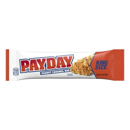Pack of 2 Payday Peanut Caramel King Size Candy, Bar 3.4 oz