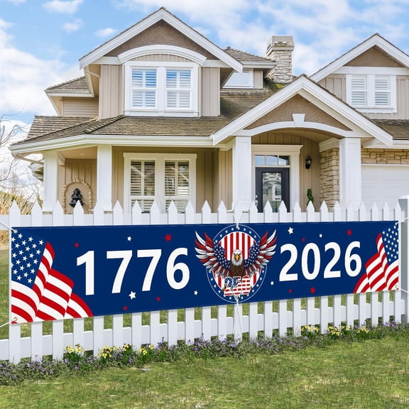 Probsin Large 250th Anniversary Banner 120" x 20" 1776-2026 250 Years Birthday America Flag Eagle Patriotic Party Supplies Home Decorations for Outdoor, Indoor, Yard, Garden, Porch, Lawn