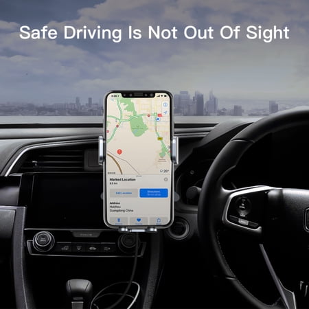 AUTO DRIVE SILVER VENT MOUNT  WIRELESS CHARGER, AUTO-CLAMPING, COMPATIBLE WITH QI-ENABLED PHONES