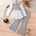 thumbnail image 6 of YDFCWXW Girls Long Sleeve Pants Set Casual V Neck Tunic Blouse Pants Fall Outfits Set (Grey, 11-12 Months), 6 of 8