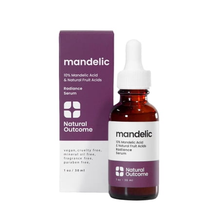 Natural Outcome Mandelic Acid 10% | Anti-Aging AHA Facial Serum with Hyaluronic Acid | Targets Fine Lines, Dark Spots, and Wrinkles | Clarifies Acne and Stimulates Natural Collagen Production | 1 Oz