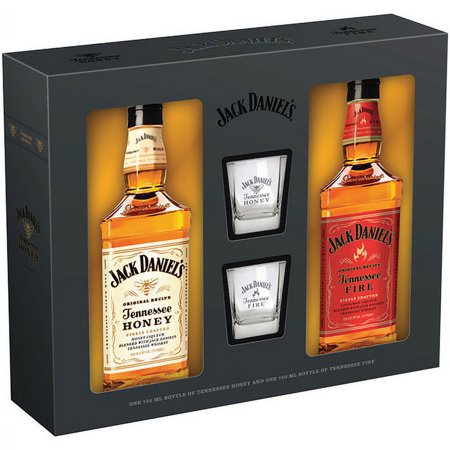 Jack Daniels Jd Honey/fire W/gls 750ml