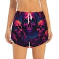 thumbnail image 4 of Lsque Purple-Red Skull Printed Women's Running Shorts with Liner Pockets,Elastic Quick Dry Workout Athletic Gym Yoga Shorts,Womens High Waist Shorts-X-Large, 4 of 9