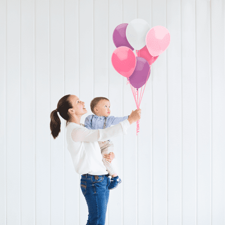 Way to Celebrate 9" Assorted Pinks, Purple, and White All Occasion and Ages Latex Balloons, 150 Count