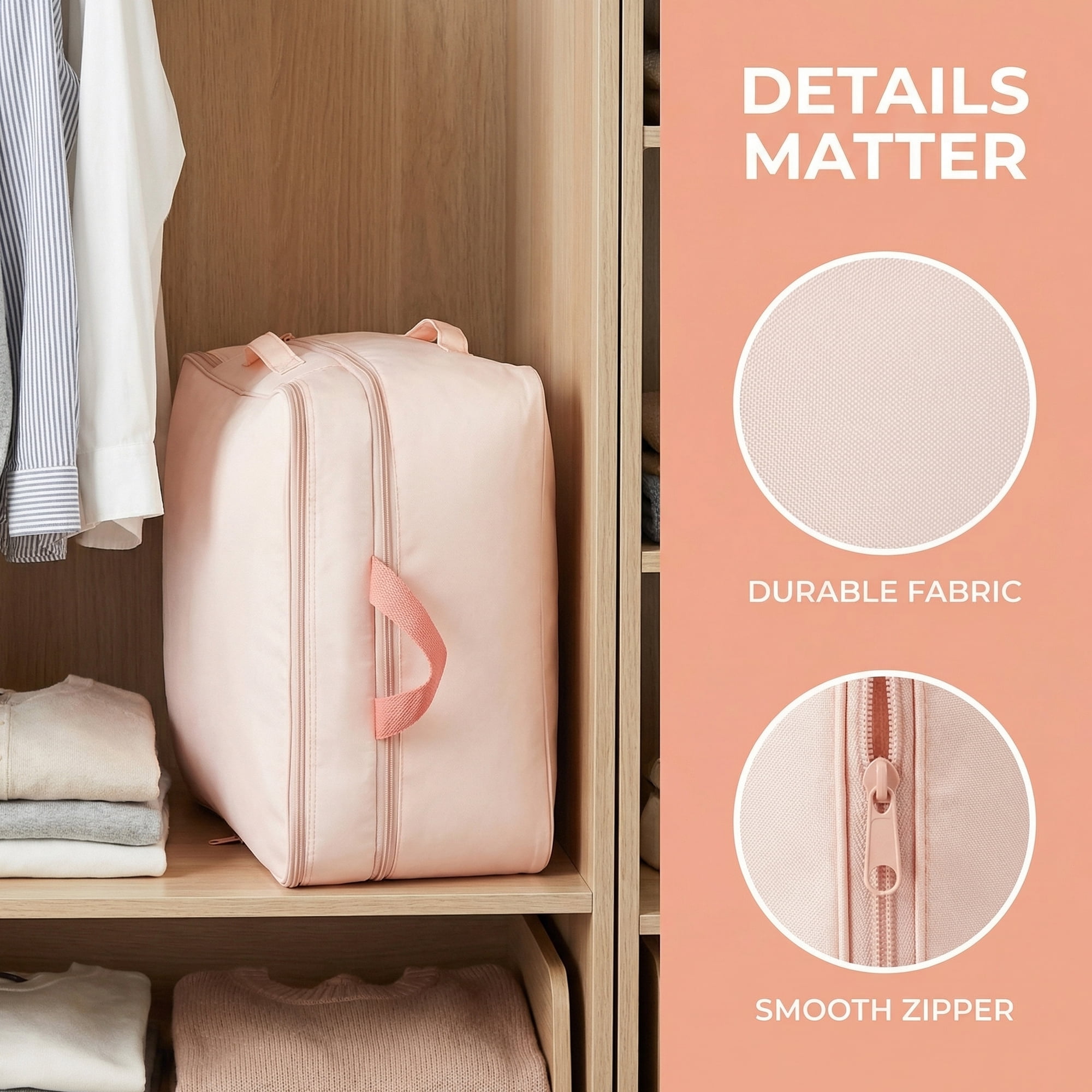 Unique Bargains Clothes Storage Bags for Organizing Bedroom Light Pink 19.7"x15.7"x11.8"