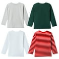 thumbnail image 3 of HILEELANG Toddler Boys Long Sleeve T-Shirts (18M–7Y) 4-Pack-Red Stripe Grey Green White Cotton Multipack Tops Tee Shirts size 5Y, 3 of 10