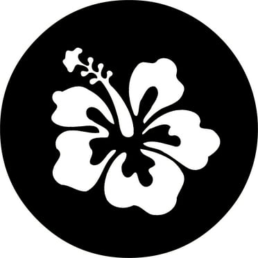 Tire Cover Central White Hibiscus Flower Tire Cover Black Vinyl 255/70r18 Center Camera