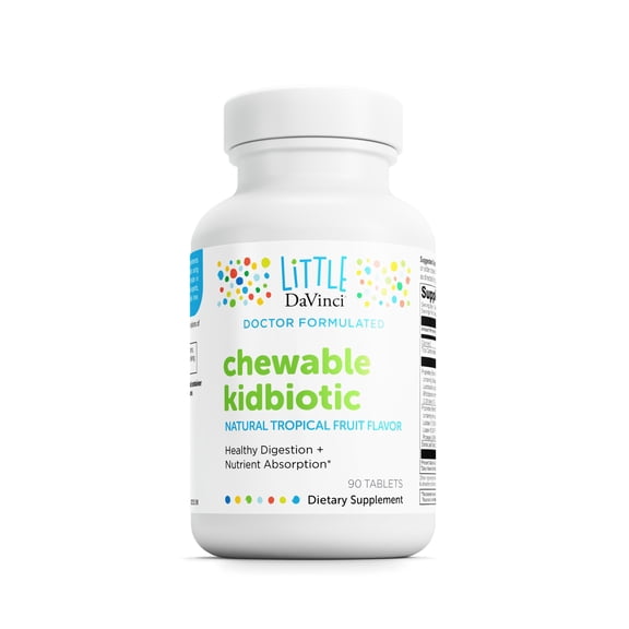 Little DaVinci Chewable Kidbiotic - Probiotic for Children - Tropical Fruit Flavor - 90 Chewable Tablets
