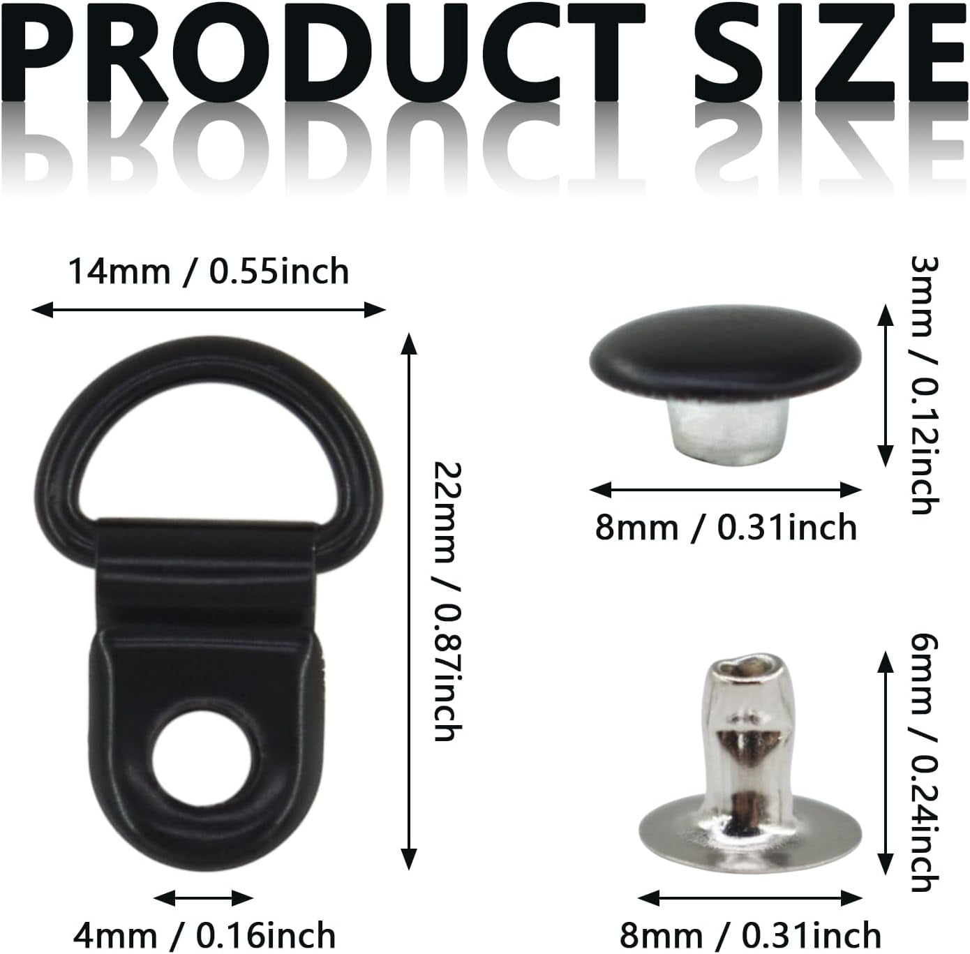 Shoelace Hooks Metal Hook D-Ring Eyelet Buckles Mounting Clips with Rivets for Leather Boots Repair and Replacement, Boot Shoes Hiking, Climbing, DIY Crafts Supplies