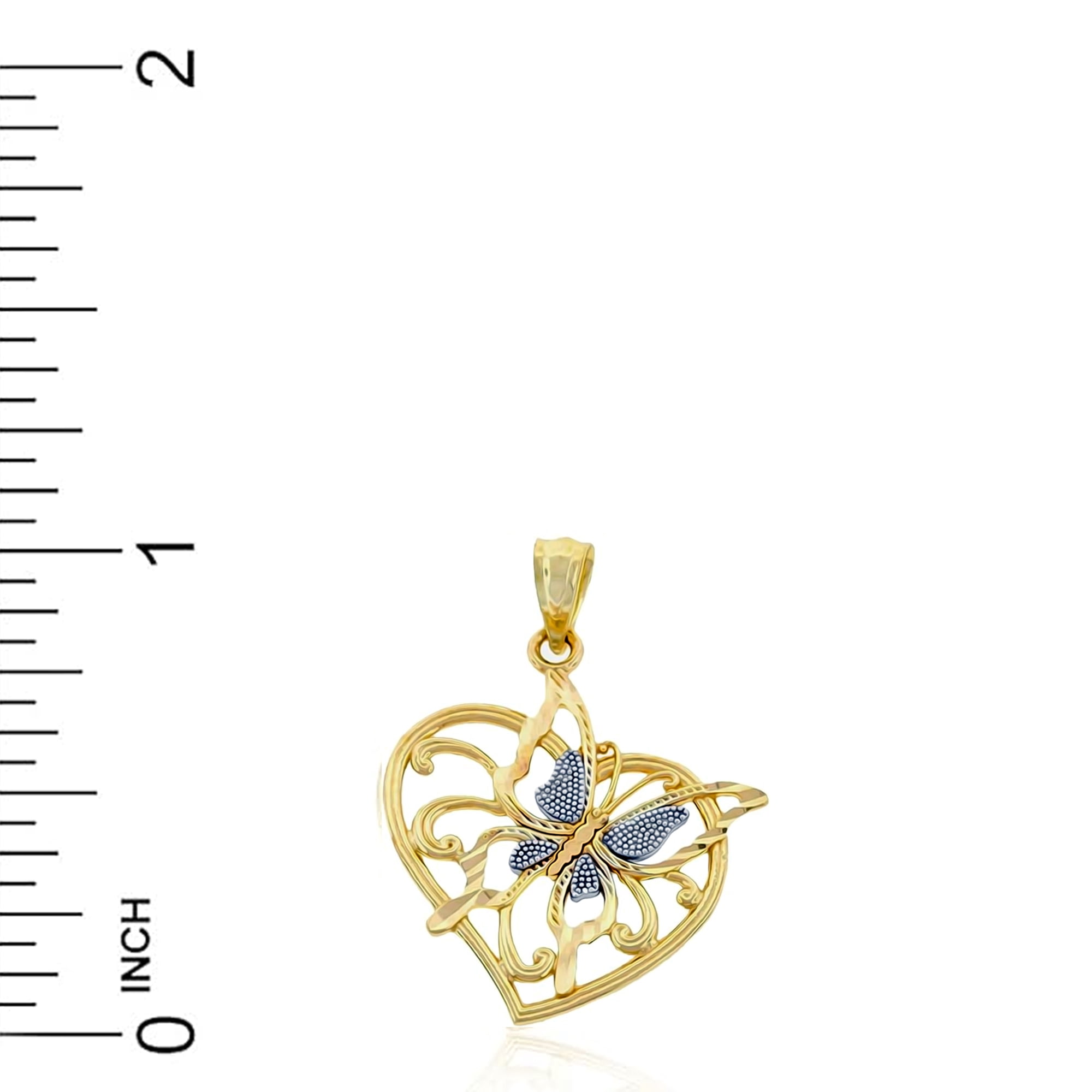 Charm America - Gold Butterfly Heart Charm - 10 Karat Solid Gold