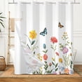 thumbnail image 5 of Mizhona Colorful Butterfly No Hooks Shower Curtains with Snap in Liner Rustic Red Floral Hookless Fabric Bathroom Curtain,71"x86", 5 of 7