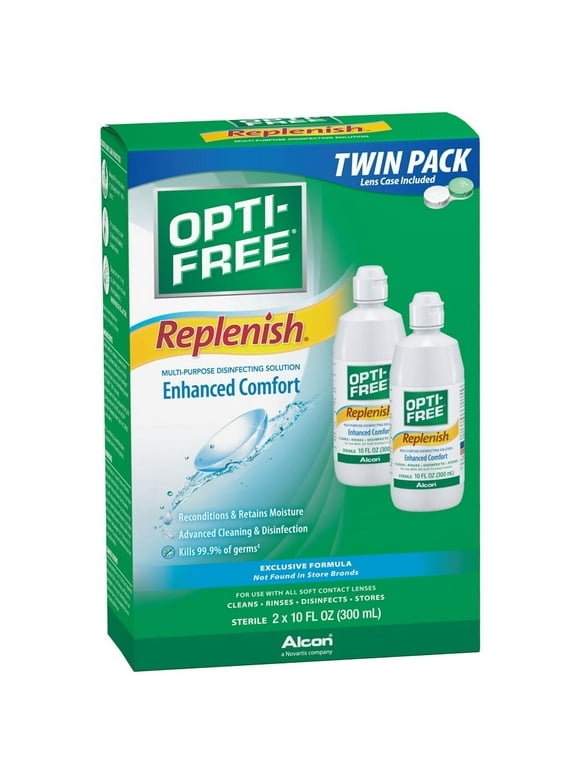 OPTI-FREE Replenish Multipurpose Contact Lens Disinfecting Liquid Solution, Two 10oz Per Pack
