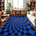 Blue Checker Area Rugs 4x6ft Modern Abstract Dark Blue Tunnel Mosaic ...