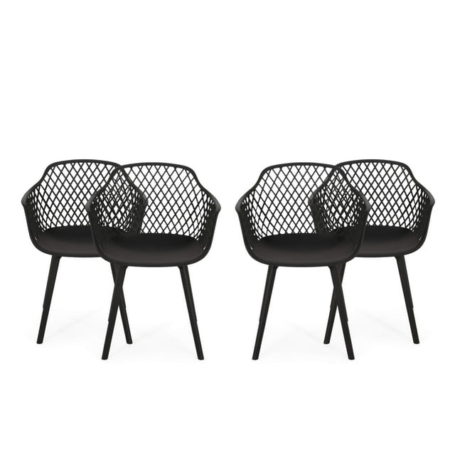 Christopher Knight Home Chaise de Salle à Manger Extérieure Delia (Ensemble de 4), Noir