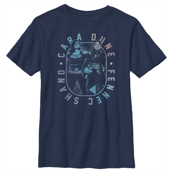 Boy's Star Wars: The Mandalorian Female Mercenaries Gradient Graphic Tee Navy Blue X Large
