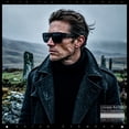 thumbnail image 4 of Locs Mens Bold Gothic Logo Thick Arm Horn Rim Gangster All Black Sunglasses [56mm] Black Gunmetal, 4 of 7