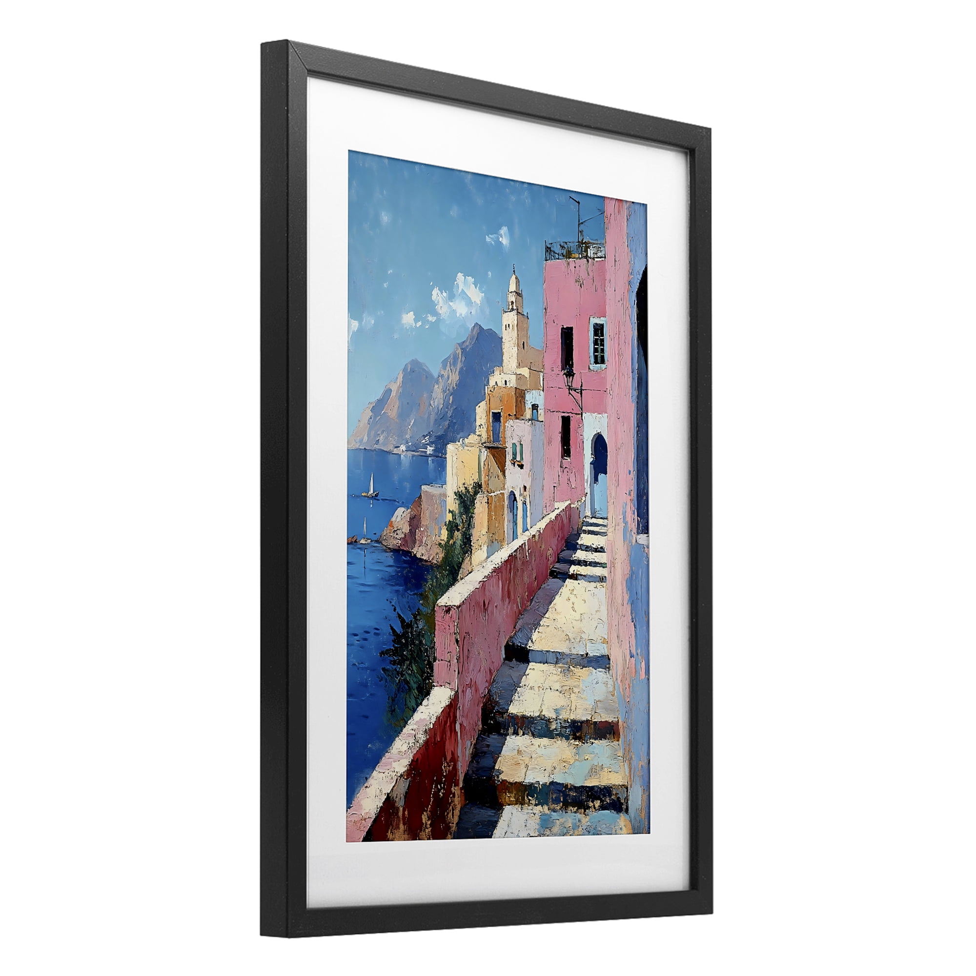 Stupell Industries Coastal Village's Sunlit Pathway Black Framed Print Under Glass, design by Creative Studio