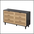 thumbnail image 5 of 51.18"6-Drawers Rattan Storage Cabinet Rattan Drawer with White Drawer Slides,for Bedroom,Living Room,Black, 5 of 7