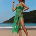 thumbnail image 4 of fatyb Womens Crochet Cover up Tassels Swimsuit Hollow out Coverup Sleeveless Bikini Beach Mesh Knit Dress, 4 of 6