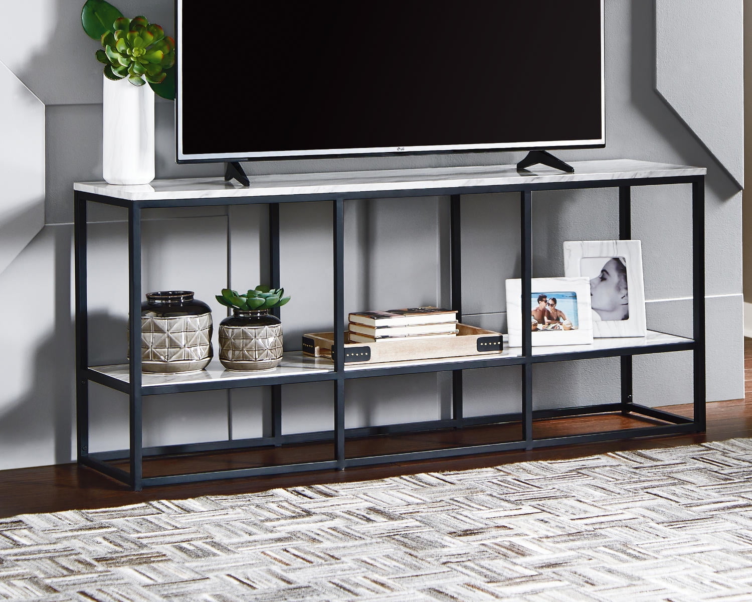 Signature Design by Ashley Contemporary Yarlow 65 TV Stand Black Walmart