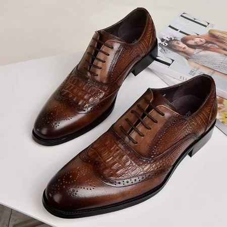 

Men Dress Shoes Lace Up PU Leather Luxury Party Groom Wedding Pointed Toe