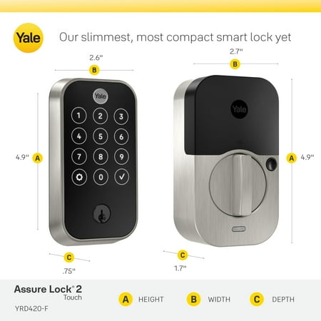 Yale - Assure Lock 2 Smart Lock Wi-Fi with Touch Fingerprint Access - Black Suede