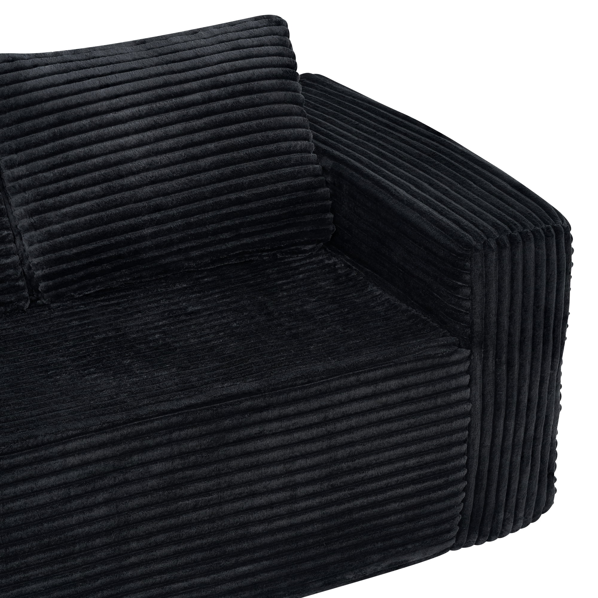 Leumius 63" Loveseat Sofa,Corduroy Upholstered Compressed Sofa 2-Seater Sofa Small Sofa for Small Spaces,Apartment,Living Room,Black