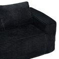 thumbnail image 6 of Leumius 63" Loveseat Sofa,Corduroy Upholstered Compressed Sofa 2-Seater Sofa Small Sofa for Small Spaces,Apartment,Living Room,Black, 6 of 8