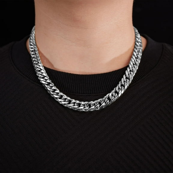 Punk Cuban Link Chain Necklace 14mm Thick Male 14K Yellow Gold Heavy Chain For Men Hip Hop Jewelry Gift