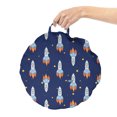 thumbnail image 2 of Outer Space Round Floor Cushion with Handle, Rockets Flying to Sky Galactic Journey Stars Cosmic Boys Adventure, Pillow for Living Room & Dorms, 18" Round, Orange and Dark Blue, by Ambesonne, 2 of 4