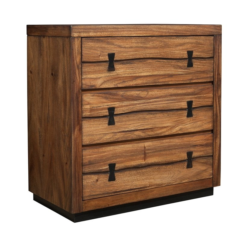 Alpine Furniture Live Edge 3 Drawer Small Wood Chest in