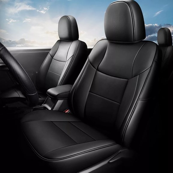 AOMSAZTO Custom Seat Covers for Toyota Tundra 2014-2021 4-Door Front & Rear 40/60 Split Version Leather Car Seats Cover Black