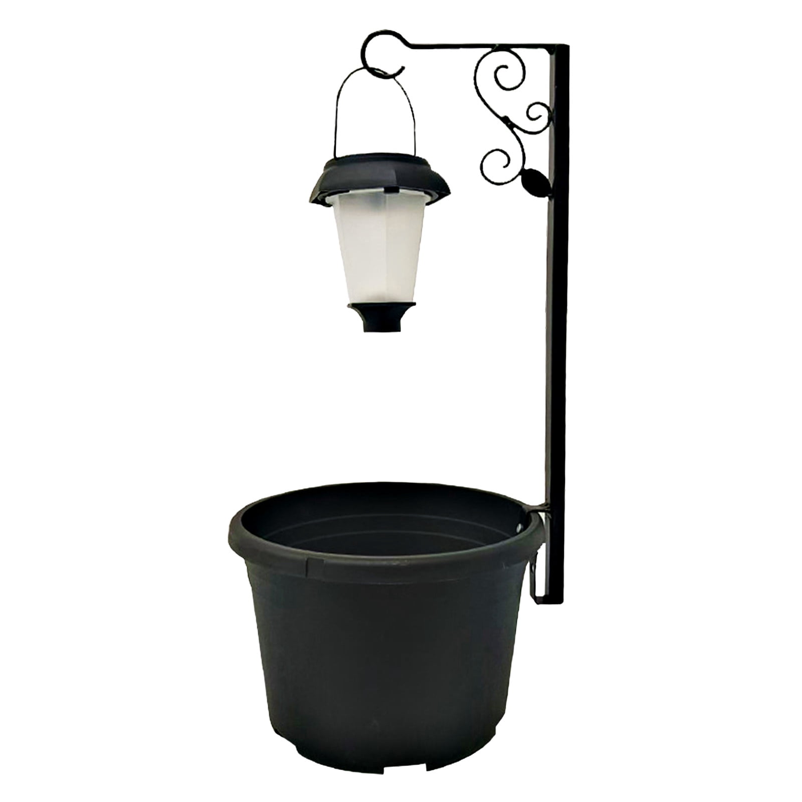 Usloyux Solar Powered Hanging Lamp Planter Stand, Smart Light Sensing Outdoor Decorative Floor Lamp For Patio Garden Yard, Automatic Solar Light For Garden Decor, Modern Planter Lamp For Outdoor