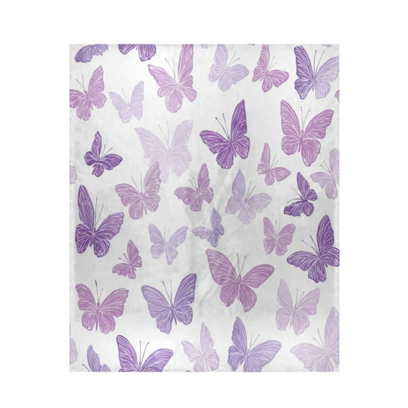 Qxltty Purple Butterfly Soft Cozy Fluffy Blankets for Couch Sofa Chair Bed Camping Picnic Travel Lightweight Bed 50×60inch