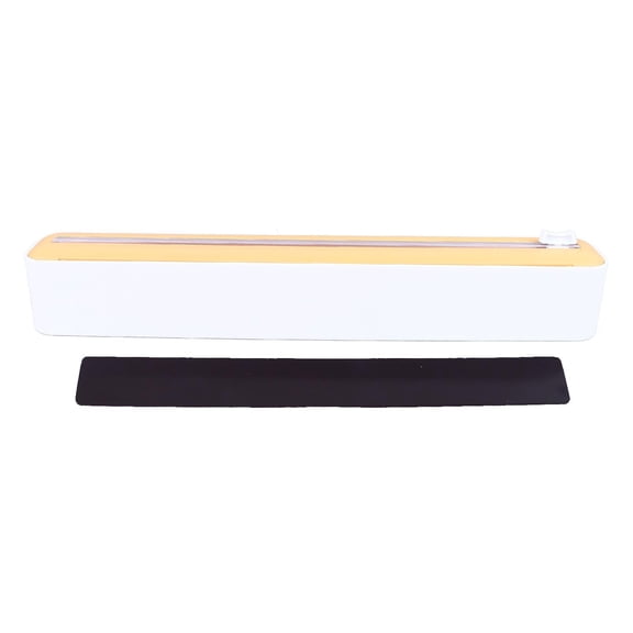 BOKYAN Magnetic Refillable Plastic Wrap Dispenser with Adjustable Cutter – White/Yellow, Multi‑Use Cling Film, Foil & Waxed Paper Organizer