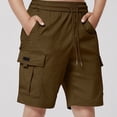 thumbnail image 3 of DJDLJWCJ Cargo Shorts for Boys Athletic Shorts 14-16 Elastic Waist Straight Leg Workout Shorts Multi-pocket Outdoor Hiking Sports, Brown 12 Years, 3 of 8