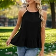 thumbnail image 3 of Otntypg Halter Tank Tops for Women Cute Summer Sleeveless Ruffled Blouses Loose Fit Casual Dressy Camisole Beach Vacation Outfit Clothes Black M, 3 of 9