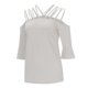 thumbnail image 4 of Womens Spaghetti Straps Cold Shoulder Shirts Casual Half Sleeve Tops, Gray, 4XL, 4 of 5