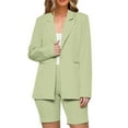 thumbnail image 2 of Chbgutlmr 2 Piece Sets for Women Dressy Long Sleeve Open Front Blazer with Shorts Business Casual Suits Set, 2 of 9