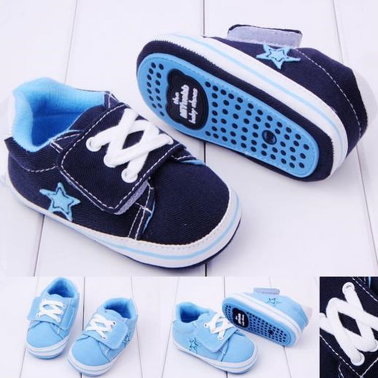 Baby Boy Canvas Sports Prewalker Crib Shoes Infant Soft Sole Shoes