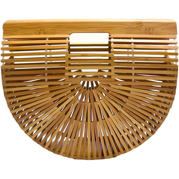 Womens Bamboo Handbag Handmade Large Tote Bag Straw Beach Bags Beach Purse