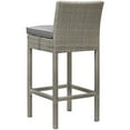 thumbnail image 2 of Modern Contemporary Urban Design Outdoor Patio Balcony Garden Furniture Bar Side Stool Chair, Rattan Wicker, Grey Gray, 2 of 3