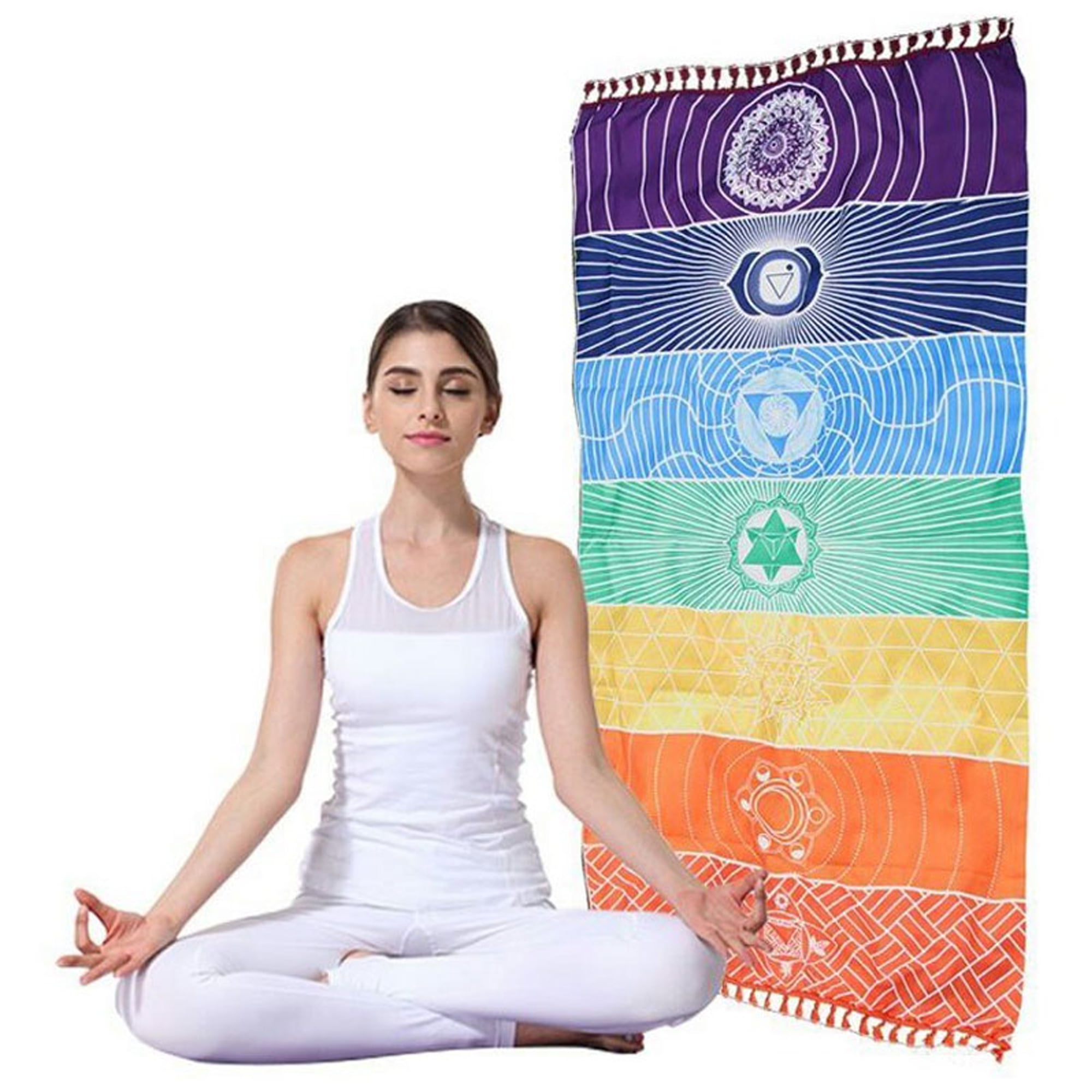 1Pc Chakra Mandala Bohemia Hanging Blanket Tapestry Towel Mat Yoga Beach SU M1I0