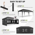 thumbnail image 4 of SOBREMESA 10x20 Heavy Duty Pop Up Canopy Tent with 6 Removable Sidewalls, Waterproof UV50+ with Mosquito Netting for Backyard, Party, Wedding & Commercial Use,Black, 4 of 6