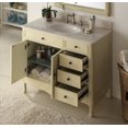 thumbnail image 3 of Benton Collection 38" Distressed Cream Cottage Bathroom Vanity with White Marble Top, 3 of 6