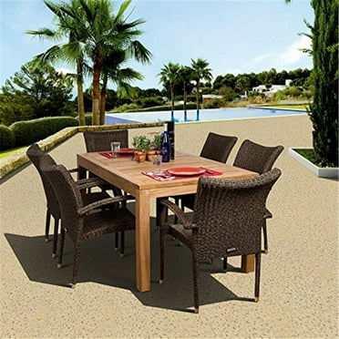 International Home Amazonia 7 Piece Wood Patio Dining Set in Teak