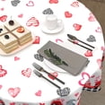 thumbnail image 4 of Valentines Day Tablecloth Round 60 Inch Red Heart Gnomes Turck Table Cloths Circle White and Back Plaid Table Cover Washable Wipeable Polyester Tabletop for Dining Kitchen Picnic Party Decor, 4 of 7