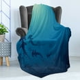 thumbnail image 4 of Sea Animals Soft Flannel Fleece Blanket, Hammerhead Shark School Scan Ocean Dangerous Predator Wild Nature Illustration, Cozy Plush for Indoor and Outdoor Use, 50" x 60", Navy Blue, by Ambesonne, 4 of 5